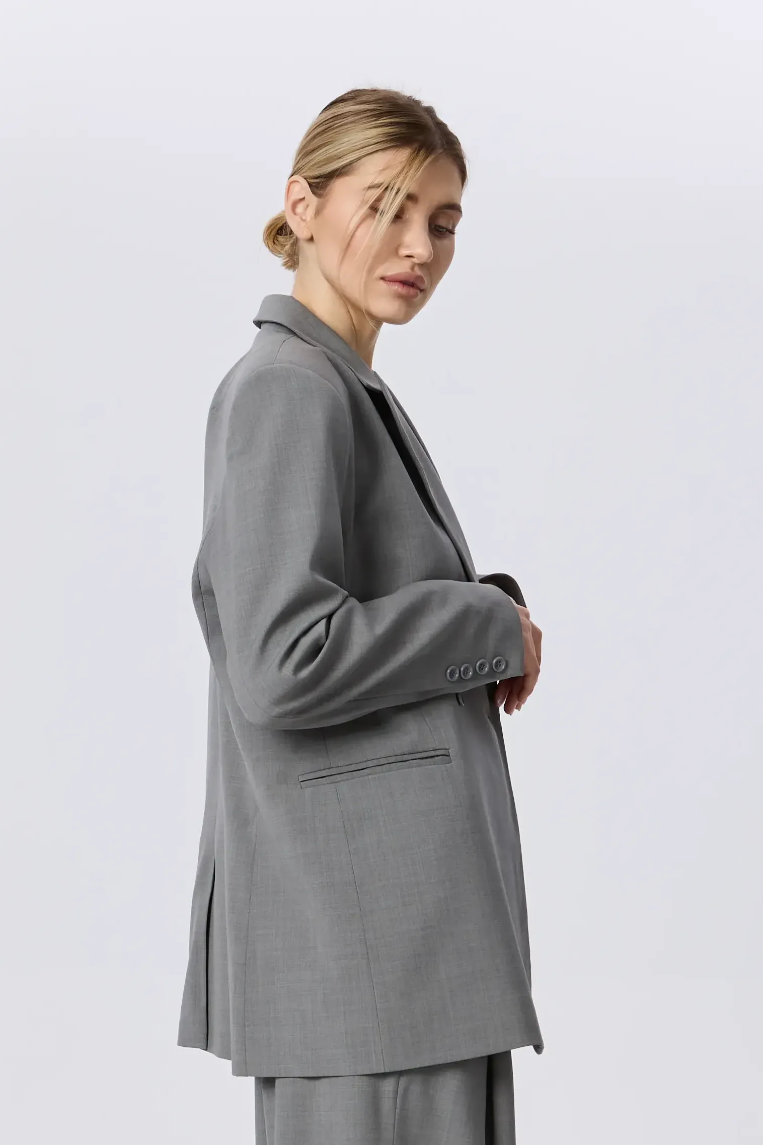 Sacou masculin oversized gri din lână