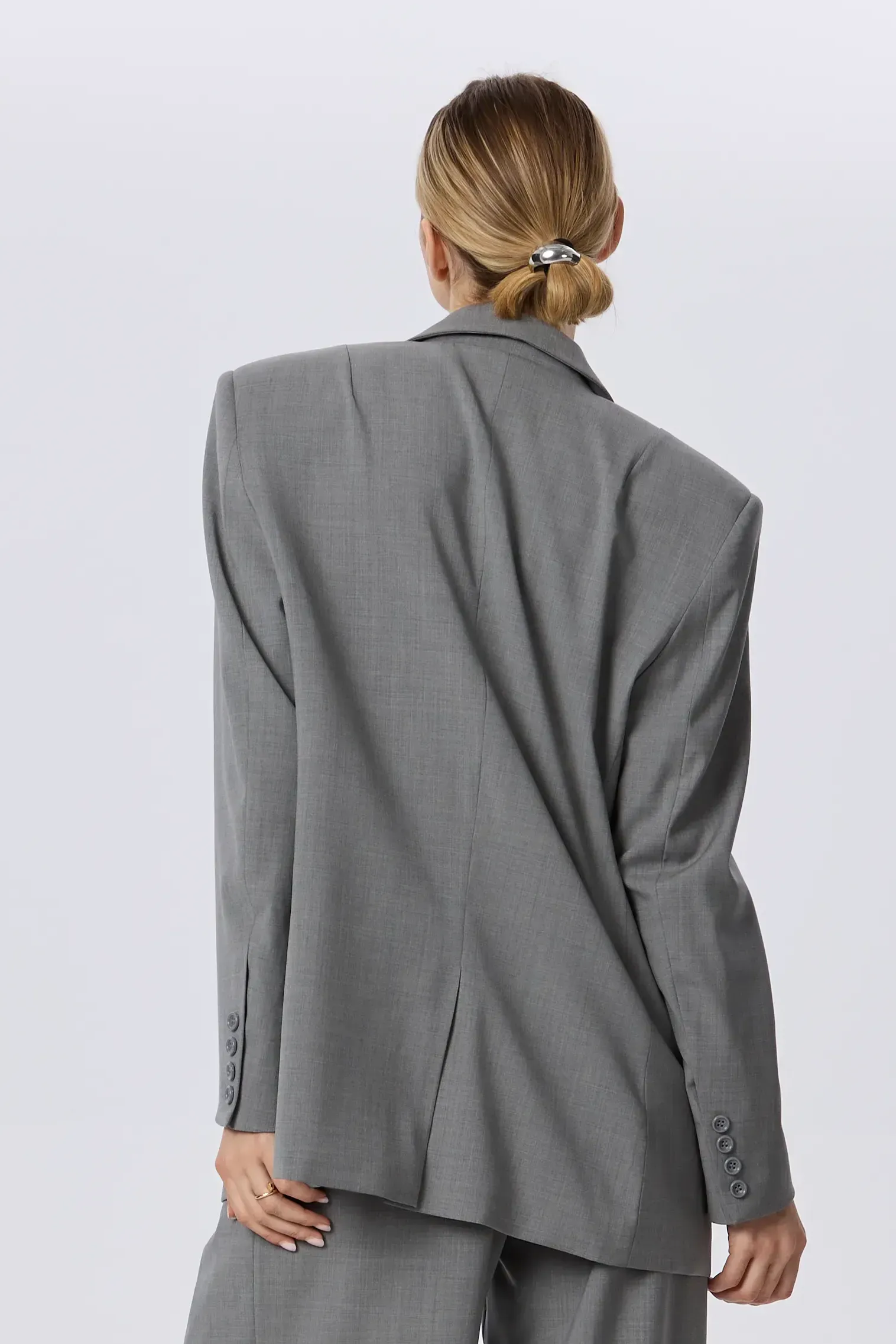 Sacou masculin oversized gri din lână